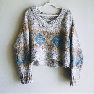 Free People Fair Isle cropped knit sweater